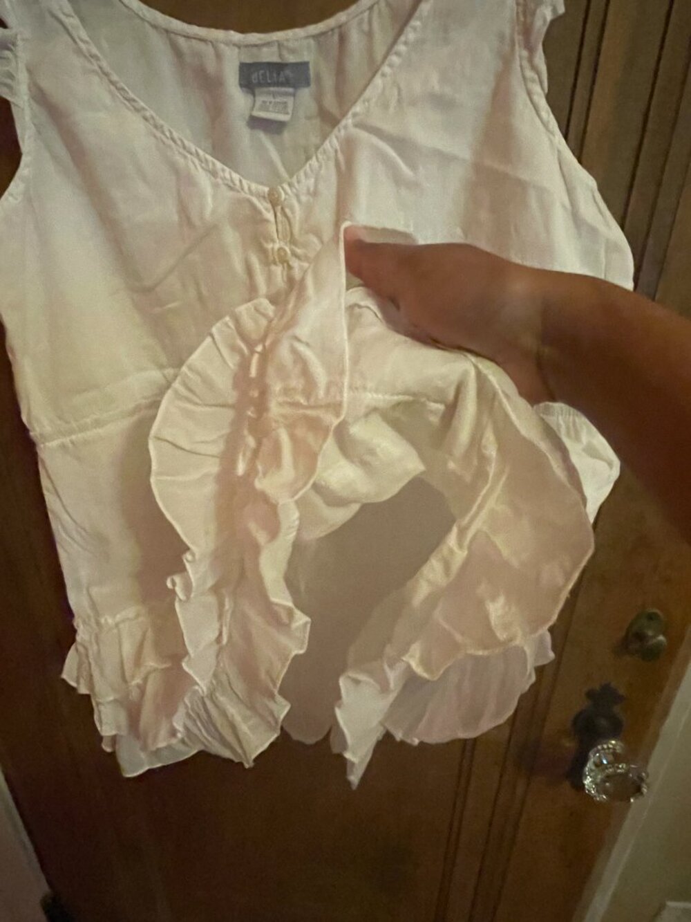 Beautiful White Delia's All Cotton Frilly Summer Baby Doll Style Top!! Women's L - Picture 14 of 16